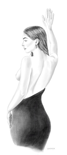 Drawing titled "Modelo" by Lacasa, Original Artwork, Pencil