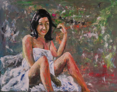 Pintura titulada "mujer-sentada.jpg" por Lacasa, Obra de arte original, Acrílico