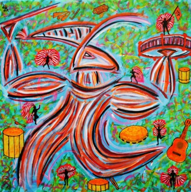 Картина под названием "Marchinha" - Luís Bastos, Подлинное произведение искусства, Акрил Установлен на Деревянная рама для н…