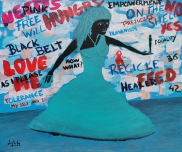 Картина под названием "Now what?" - Luís Bastos, Подлинное произведение искусства, Акрил Установлен на Деревянная рама для н…