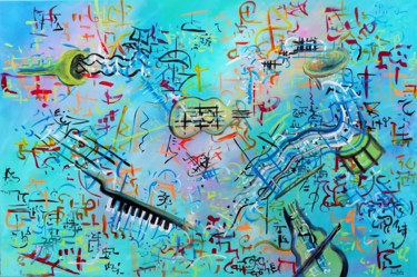 Painting titled "Algorithm in a Sile…" by Luís Bastos, Original Artwork, Acrylic Mounted on Wood Stretcher frame