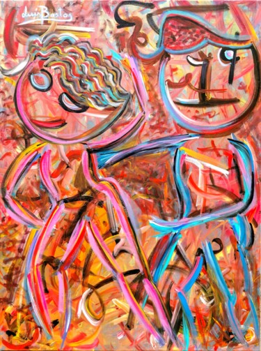 Painting titled "Let's dance!" by Luís Bastos, Original Artwork, Acrylic Mounted on Wood Stretcher frame