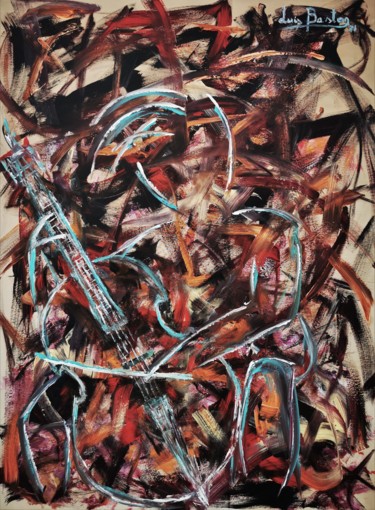 Ζωγραφική με τίτλο "The Cello player" από Luís Bastos, Αυθεντικά έργα τέχνης, Ακρυλικό Τοποθετήθηκε στο Ξύλινο φορείο σκελετό
