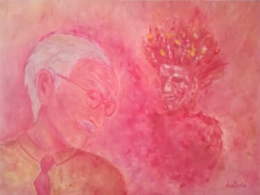 Malarstwo zatytułowany „Jung and the Chief” autorstwa Luís Bastos, Oryginalna praca, Akryl Zamontowany na Drewniana rama nos…