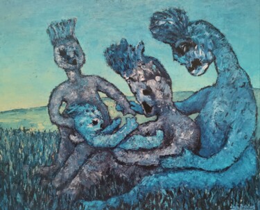 Painting titled "Wilson's family" by Luís Bastos, Original Artwork, Acrylic Mounted on Wood Stretcher frame