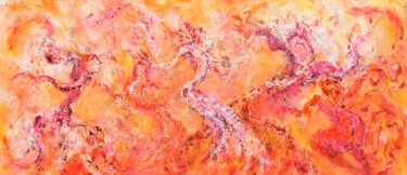 Картина под названием "Red Moon Swinging" - Luís Bastos, Подлинное произведение искусства, Акрил Установлен на Деревянная ра…
