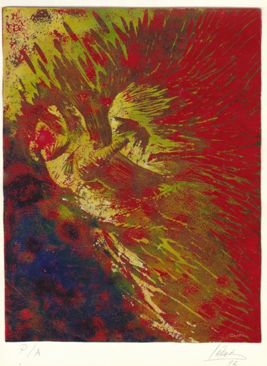 Incisioni, stampe intitolato "Sin titulo" da Luis Carlos López Eraso, Opera d'arte originale, Incisioni su linoleum