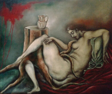 Pintura intitulada "Leda" por Luis Duro, Obras de arte originais, Óleo