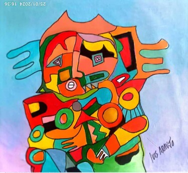 Pintura titulada "ALIEN AZTEC" por Luis Enrique Araujo, Obra de arte original, Acrílico Montado en Bastidor de camilla de ma…