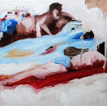 Painting titled "04 praia riazor 0" by Filipe Carvalho, Original Artwork, Oil Mounted on Wood Stretcher frame