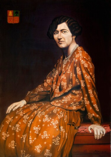 Malerei mit dem Titel "Retrato de Dña. Ana…" von Luis Guinea (Luison), Original-Kunstwerk, Öl Auf Keilrahmen aus Holz montie…