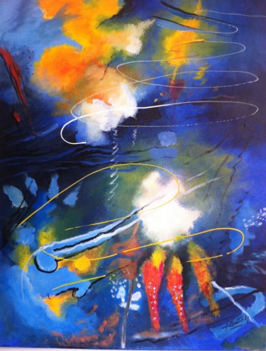 Painting titled "Mar azul" by Jorge Leaño, Original Artwork, Acrylic