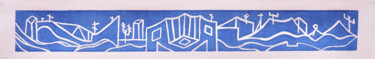 印花与版画 标题为“a town in blue” 由Luís Luís, 原创艺术品, Linocuts