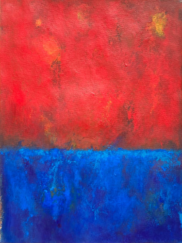 Painting titled "Red on the sky" by Luis Medina, Original Artwork, Acrylic