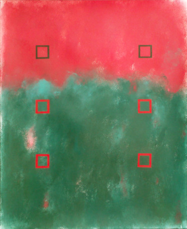 Malerei mit dem Titel "Red and green" von Luis Medina, Original-Kunstwerk, Acryl