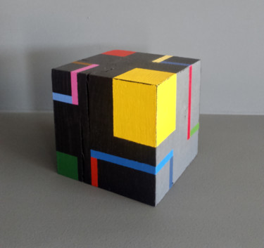 Rzeźba zatytułowany „Cube b” autorstwa Luis Medina, Oryginalna praca, Drewno