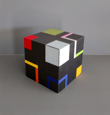 Sculpture titled "Cube c" by Luis Medina, Original Artwork, Wood