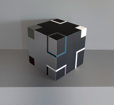 Sculpture titled "Cube H" by Luis Medina, Original Artwork, Wood