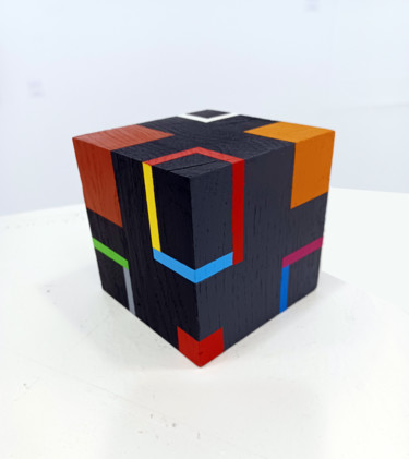 Cube e Sculpture intitulée "Cube e" par Luis Medina, Œuvre d'art originale, Bois