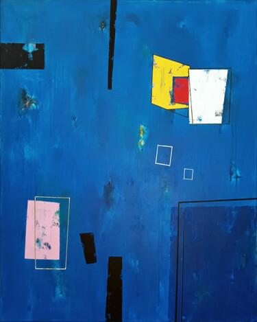 제목이 "Blue sky II"인 미술작품 Luis Medina로, 원작, 아크릴 나무 들것 프레임에 장착됨