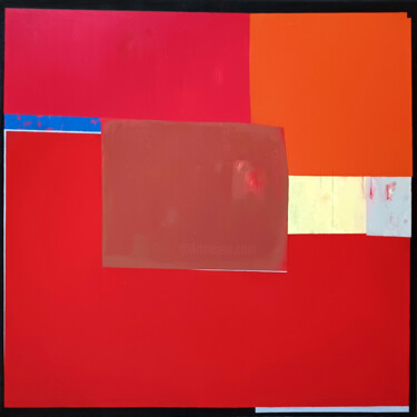 Painting titled "Red composition III" by Luis Medina, Original Artwork, Acrylic Mounted on Wood Stretcher frame