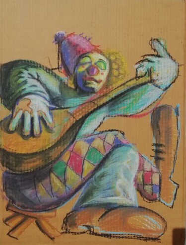 Pintura intitulada "Palhaço" por Luís Mestre, Obras de arte originais, Pastel