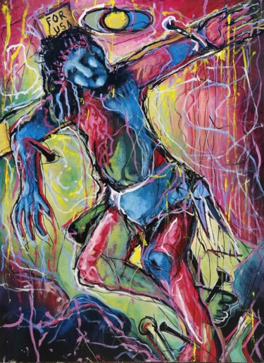 Pintura titulada "CRUCIFIXION" por Luis Miguel Aparisi, Obra de arte original, Oleo Montado en Bastidor de camilla de madera