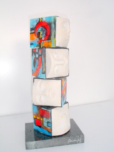 Sculpture titled "aldeia global peque…" by Luiz Queimadela, Original Artwork, Metals