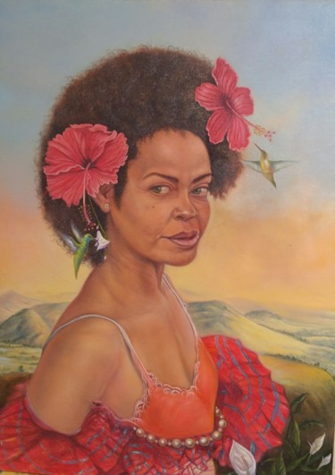 Painting titled "Flora caribeña" by Luis Angel Alcolea, Original Artwork, Oil