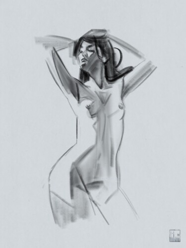 Digital Arts titled "Figure upright" by Luise König (Lilou King), Original Artwork, Charcoal