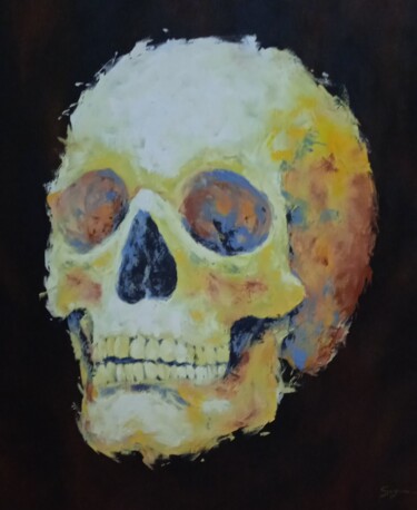 Malerei mit dem Titel "Calavera 5" von Luis Segura López, Original-Kunstwerk, Öl