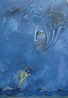 Pintura titulada "serenata del pez en…" por Luis Garcidueñas, Obra de arte original, Oleo