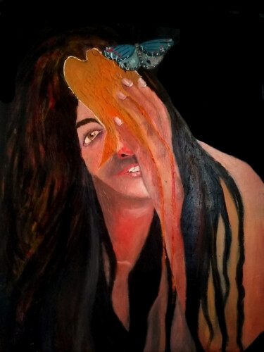 Pintura titulada "La noche más desesp…" por Luis Key, Obra de arte original, Oleo Montado en Otro panel rígido