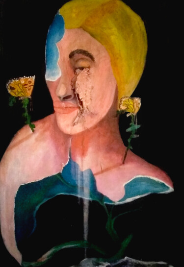 Картина под названием "Lagrima" - Luis Key, Подлинное произведение искусства, Масло