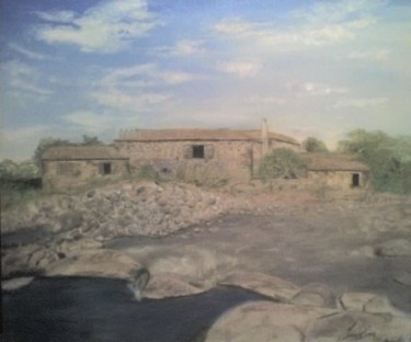 Pintura intitulada "casa de pedra" por Luís Rodrigues D'Oxossi, Obras de arte originais