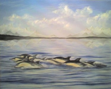 Pintura intitulada "golfinhos" por Luís Rodrigues D'Oxossi, Obras de arte originais