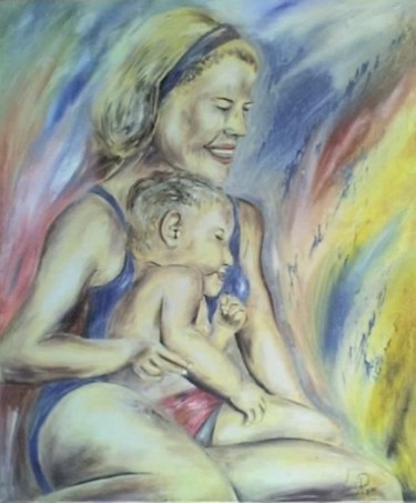 Pintura intitulada "amor maternal" por Luís Rodrigues D'Oxossi, Obras de arte originais