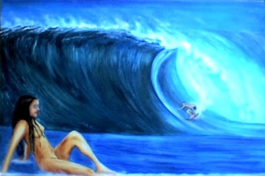 Pintura intitulada "onda" por Luís Rodrigues D'Oxossi, Obras de arte originais