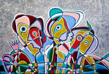 Schilderij getiteld "Família" door Luís Soares, Origineel Kunstwerk, Acryl
