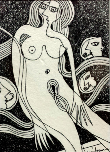 Drawing titled "Mulher desejada" by Luís Soares, Original Artwork, Ink