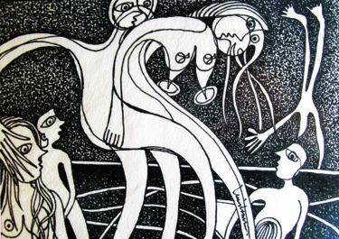 Desenho intitulada "Festa" por Luís Soares, Obras de arte originais, Tinta