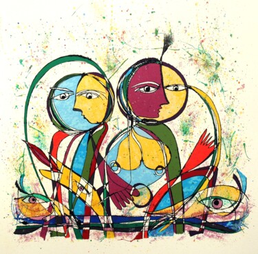Gravures & estampes intitulée "A – Encontro II" par Luís Soares, Œuvre d'art originale, Sérigraphie