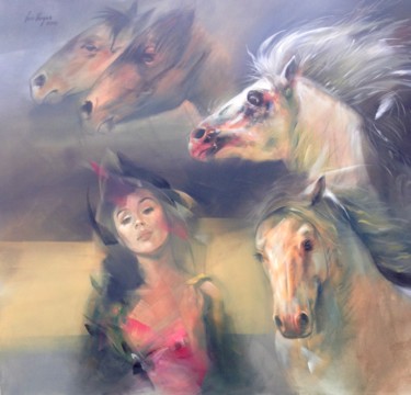 Malarstwo zatytułowany „La Mujer y la fuerza” autorstwa Luis Vargas B., Oryginalna praca, Akryl