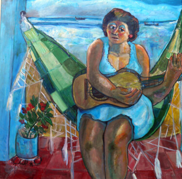 Painting titled "mus012 - Mulher na…" by Luiz Carlos De Andrade Lima, Original Artwork, Oil