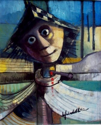 Painting titled "mus020 - O espantal…" by Luiz Carlos De Andrade Lima, Original Artwork, Oil
