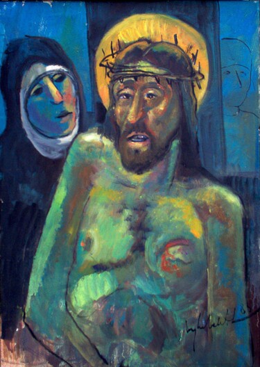 Painting titled "mus022 - Cristo" by Luiz Carlos De Andrade Lima, Original Artwork, Oil