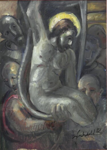 Painting titled "mus025 - Deposição" by Luiz Carlos De Andrade Lima, Original Artwork, Oil