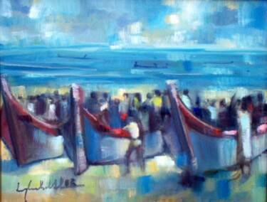 Painting titled "mus026 - Praia de M…" by Luiz Carlos De Andrade Lima, Original Artwork, Oil