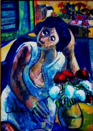 Painting titled "mus050 - Francisca" by Luiz Carlos De Andrade Lima, Original Artwork, Oil