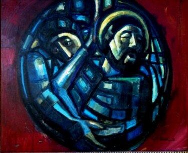 Painting titled "mus059 - Cristo" by Luiz Carlos De Andrade Lima, Original Artwork, Oil